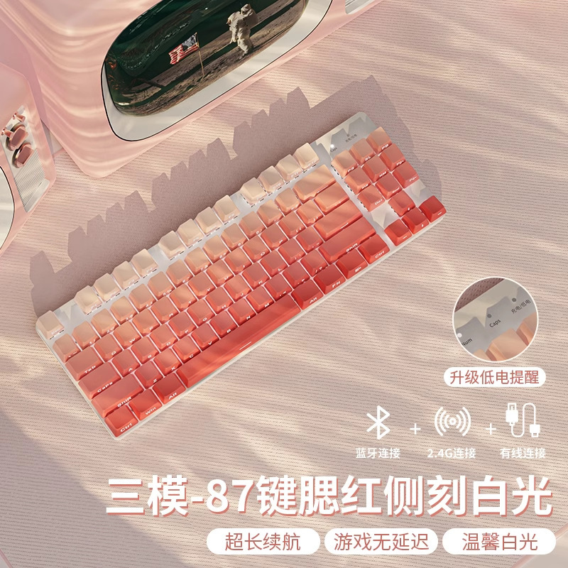 前行者侧刻机械键盘无线蓝牙游戏电竞女生办公鼠标套装87茶轴三模|undefined