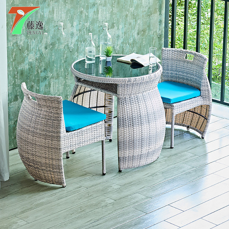 户外藤编阳台小桌椅网红室外藤椅休闲桌椅藤椅三件套组合加工定制