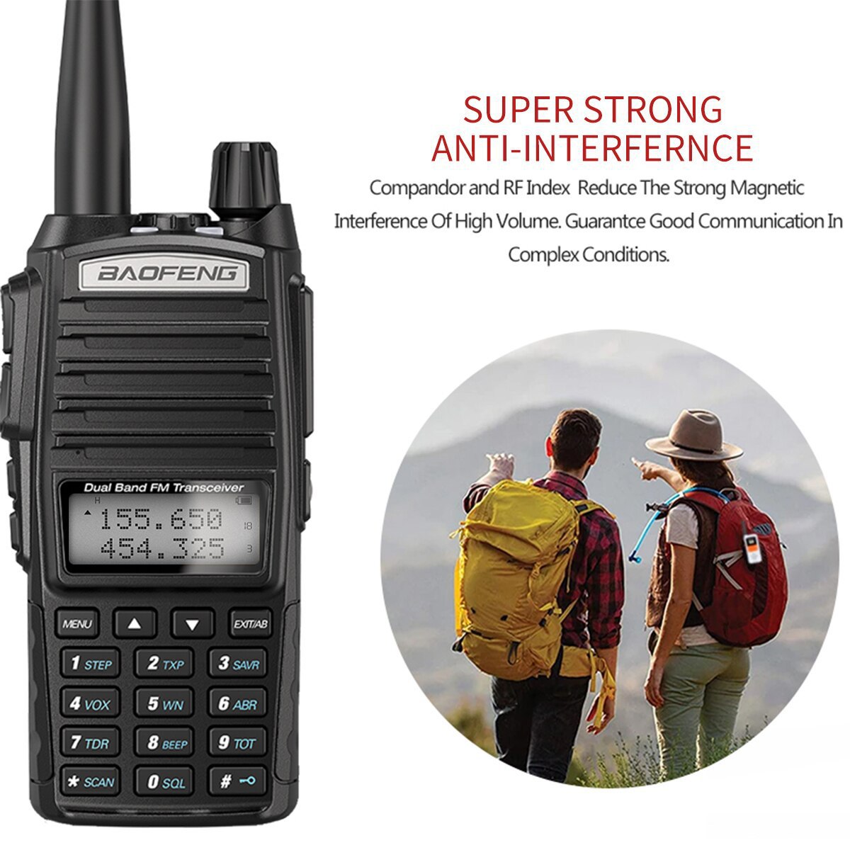 Baofeng baofeng uv82 walkie-talkie handstand doble segmento 8W de alta potencia al aire libre doble pantalla inalámbrica fábrica al por mayor