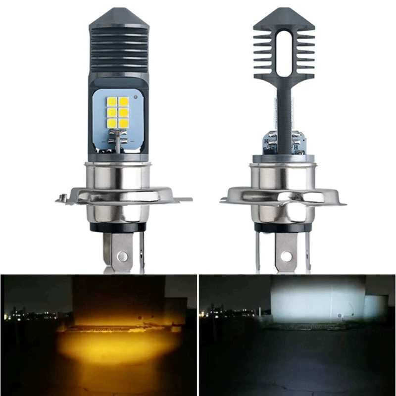 Motorcycle LED headlight dual-color BA20D P15D H4 3030 12SMD electric vehicle H6 single claw steering light
