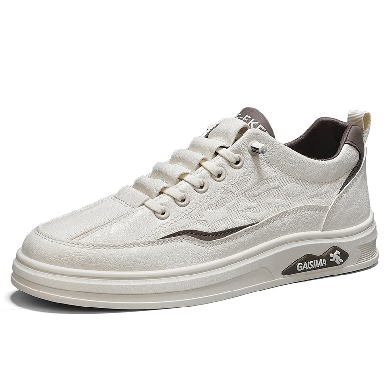 Zapatos de un pie para hombre de cuero de primavera 2025 nuevos zapatos casuales de cuero de cuatro estaciones zapatos de hombre de moda zapatos de skateboard