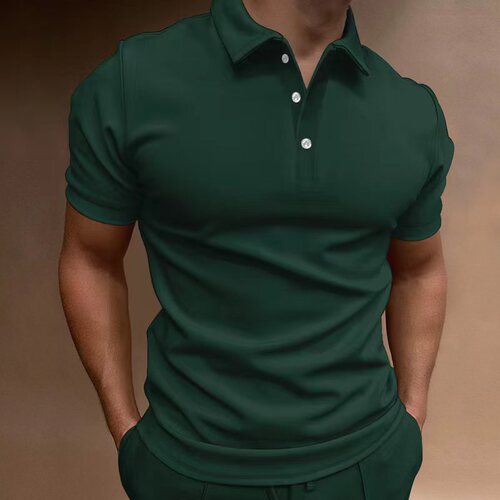 2025 cross-border Amazon summer new foreign trade European and American men's polo shirts short-sleeved button T-shirt tops