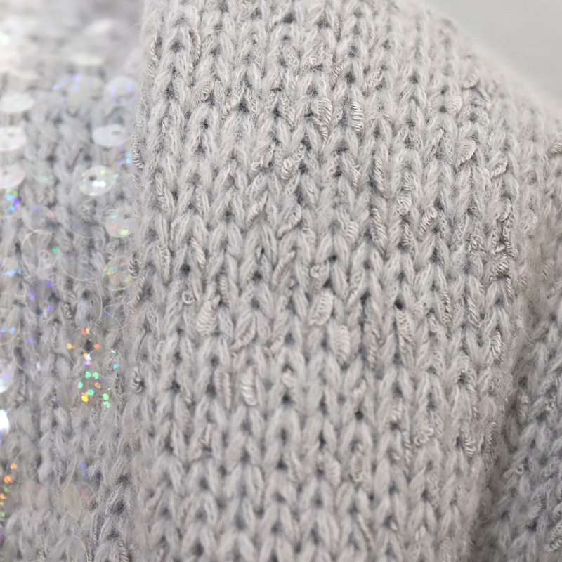 Women's Clothing light luxury sequined hooded sweater autumn and winter high end temperament versatile warm long sleeved knitted sweater women's trend_voghion.com