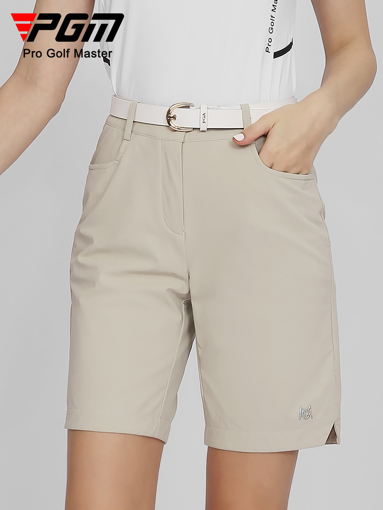 Quần short golf nữ PGM cạp cao ống đứng thể thao mùa hè — KUZ148-Đen, KUZ148-Kaki, KUZ148-màu trắng