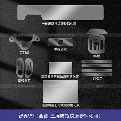 Steering Wheel Interior Protection Screen – Car interior film - zhijie-v9-full-set-three-screen-anti-fingerprint-frosted-tempered-film