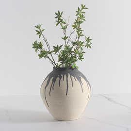 陶瓷花瓶高级侘寂风民宿装饰客厅玄关插花陶罐茶室样板间禅意摆件