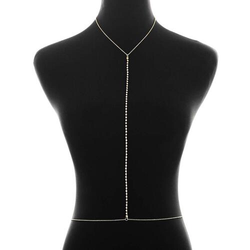 Fashionable Minimalist Metal Embellished with Diamonds Necklace Belt Chain Personality Exaggerated Beach Vacation Leisure Claw Chain Body Chain Breast Chain