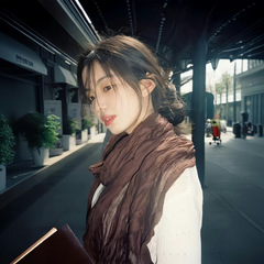 县城文学棕色复古棉麻围巾女薄款文艺亚麻褶皱丝巾系脖长条氛围感