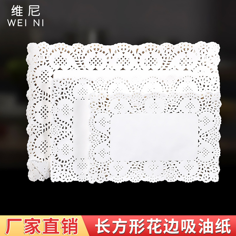 Papel DE FONDO DE FLOR rectangular papel de almohadilla absorbente de aceite de alimentos fritos libro de papel de fondo de flor blanca bandeja de pan papel de encaje 140 hojas/bolsa