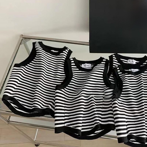Boys and Girls  Summer New Small and Medium Children Stylish Striped Sleeveless Tank Top Thin Children Round Neck T-Shirt