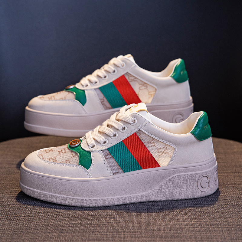 2023 Spring And Autumn New Leather Thick-soled Sneakers Women's Net red sponge cake dirty shoes European goods mesh women's shoes tide_voghion.com