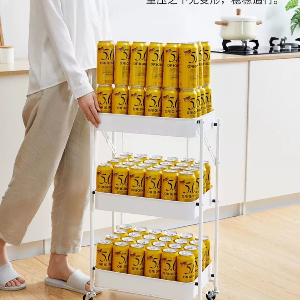 Cart for home use, multilayer foldable storage system for bedroom