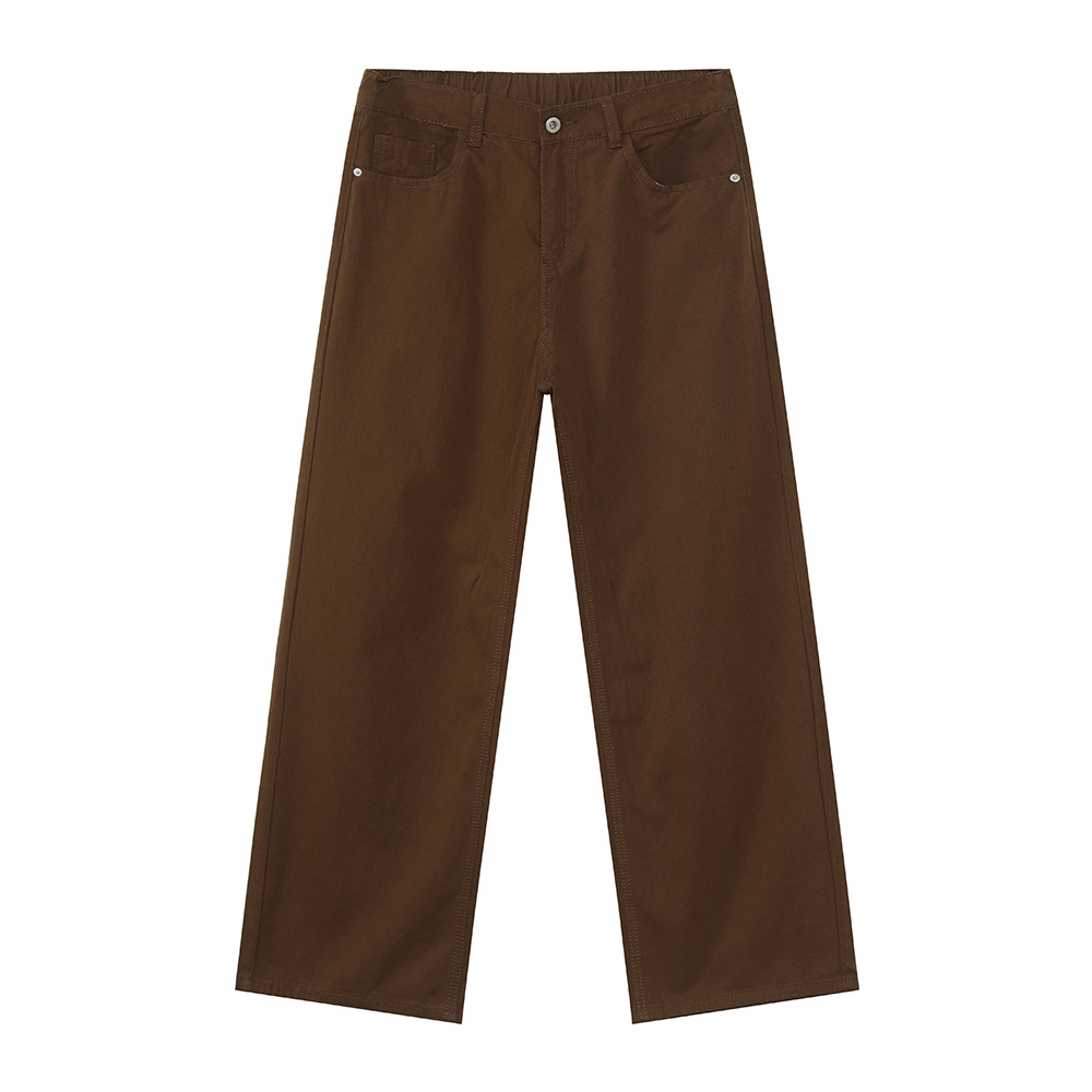 MTLCLOTHES para hombre | Vaqueros lavados sueltos de algodón puro de estilo básico simple de color puro coreano