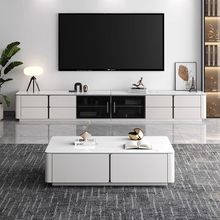 电视柜茶几组合套装实木落地电视机柜落地式岩板新款小户型高级感