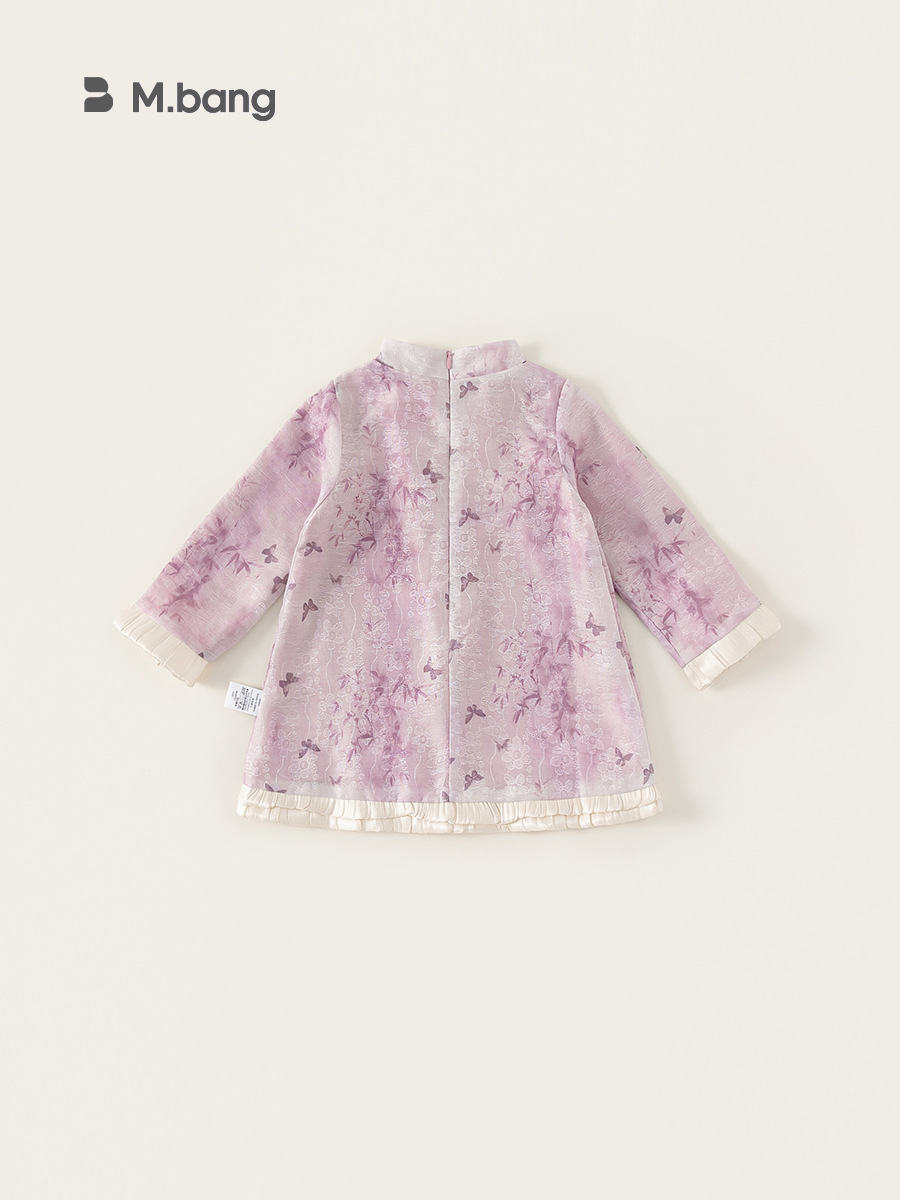 Yubao ropa infantil de niñas vestidos de estilo nacional primavera nueva falda infantil de niñas vestidos de cheongsam de encaje extranjero