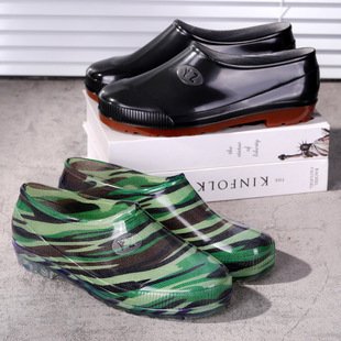 Spring and Autumn Men's Rain Boots Low-Top Water Shoes Men's Summer Rain Boots Fashion Rubber Shoes Men's Waterproof Lightweight Anti-Slip Work Overshoes