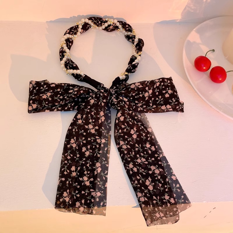 Sensor de alto nivel de banda de cabello para mujeres de alta presión craneal tarjeta de cabello temperamento de moda trenzada bufandas de seda banda de cabello adornamiento para el cabello