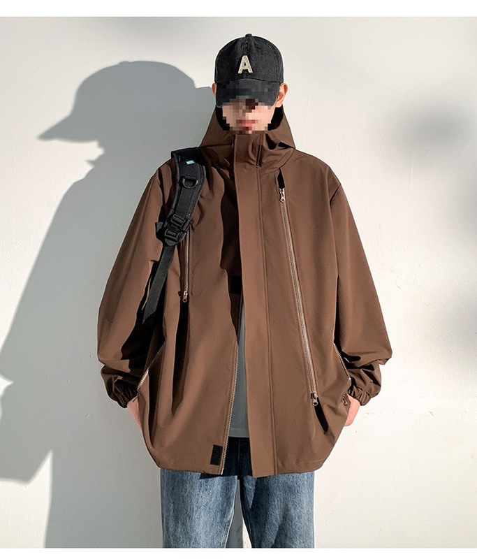 户外三合一冲锋衣男士春秋季外套防水薄款连帽夹克美式黑色登山服|undefined
