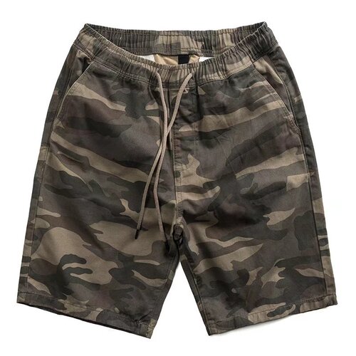 Workwear camouflage cargo shorts summer mid-length loose 5-pocket casual construction outdoor pants for men