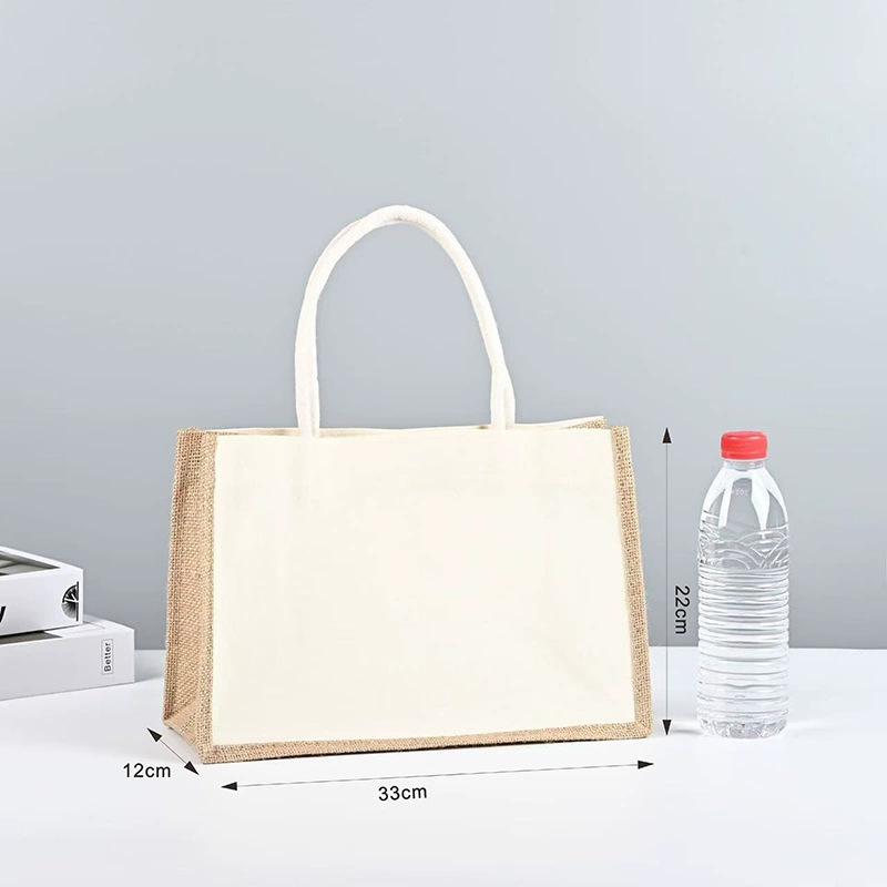 Bolsa de Yute Personalizada sin Logotipo Impreso, Bolsa de Regalo para Compras, Bolsa de Lino de Buena Calidad, Bolsa de Algodón y Lino