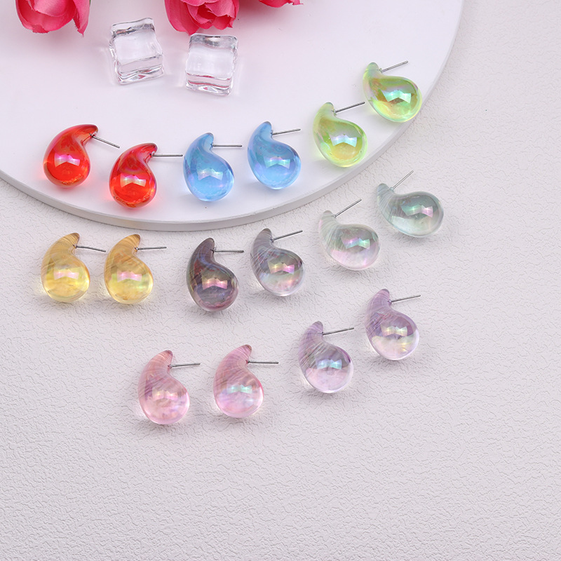 1 Pair IG Style Simple Style Water Droplets Spray Paint Arylic Ear Studs display picture 4