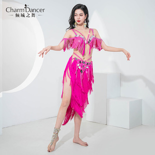 Dance of the Whole City New Belly Dance Performance Clothes Drum Solo Mirror Tassel Dynamic Stage Performance Clothes