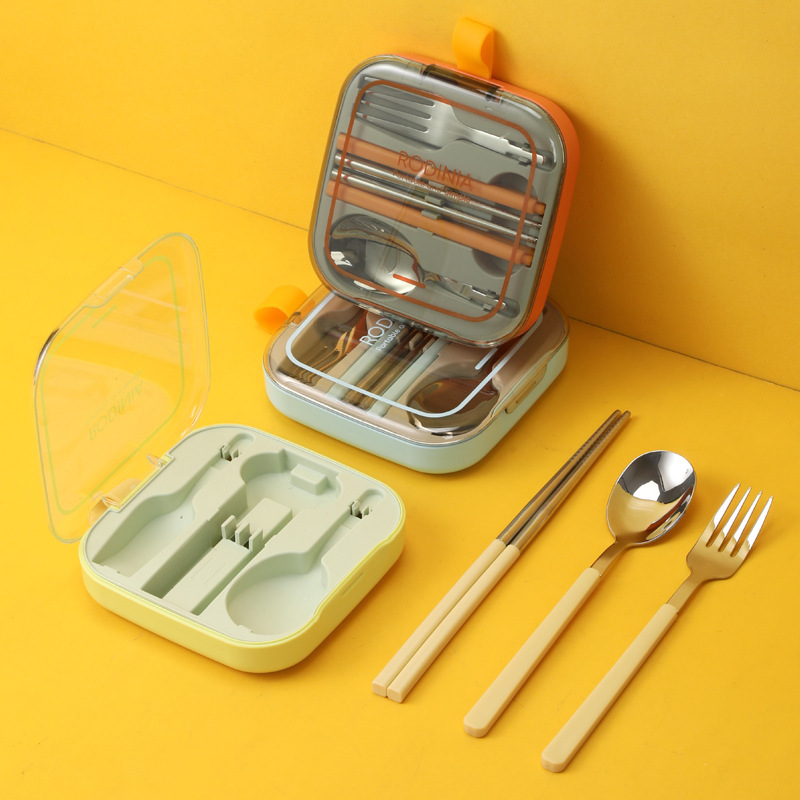 304 ステンレス鋼ポータブルセット食器学生取り外し可能なポケットエルフスプーンフォーク箸 3 点セット屋外|undefined