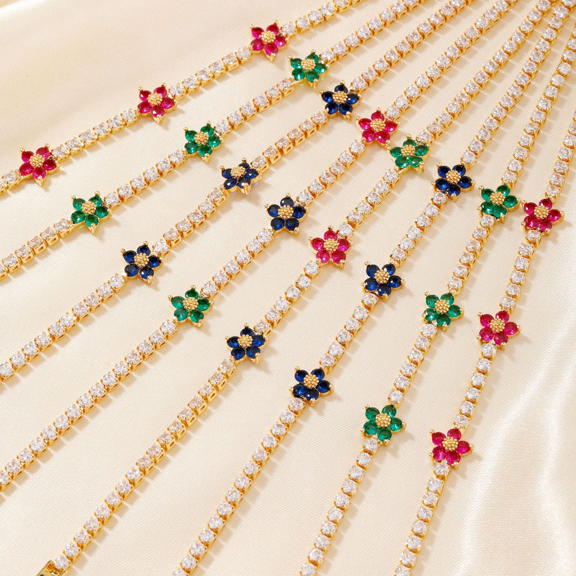 OT Clasp Toggle Clasp Closure Clasp Closure Type Wholesale Jewelry Sweet Flower Copper Tennis Chain Bracelets
