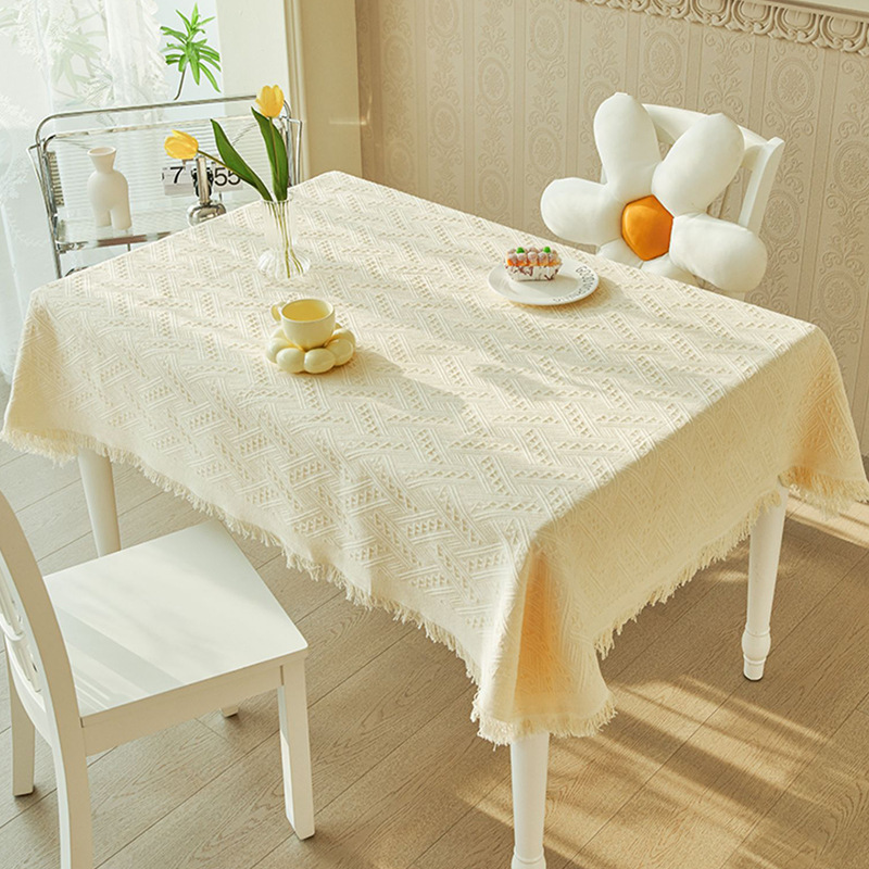 Ins Cream Style Tablecloth Popular High-End Coffee Table Dormitory Tablecloth Photo Birthday Background Atmosphere Rectangular
