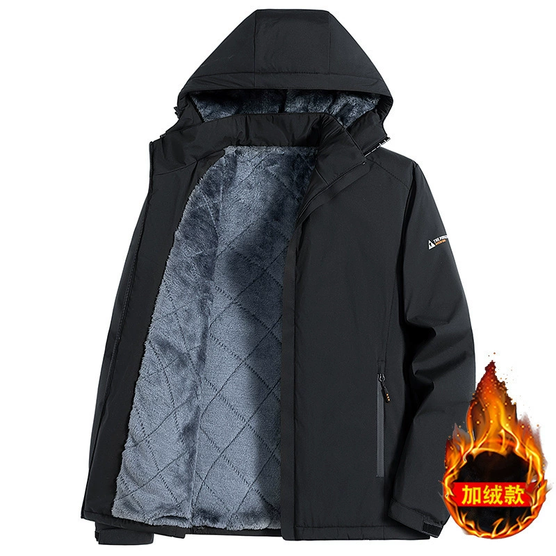 Плюшевая мужская куртка осенняя и зимняя сплошная уличная куртка мужская одежда прилив повседневная толстая куртка с капюшоном мужская модель