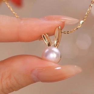 DIY Pearl Accessories S925 Sterling Silver Chain Empty Holder Fashion Pendant with Silver Chain Women's 8-9mm Beads