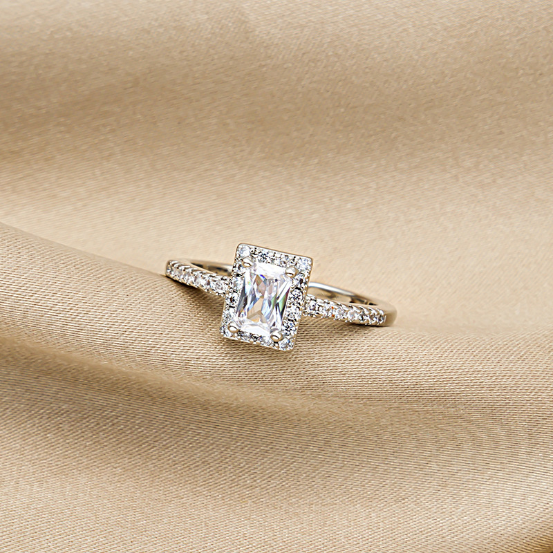 Fashion Square Copper Inlay Zircon Open Ring 1 Piece