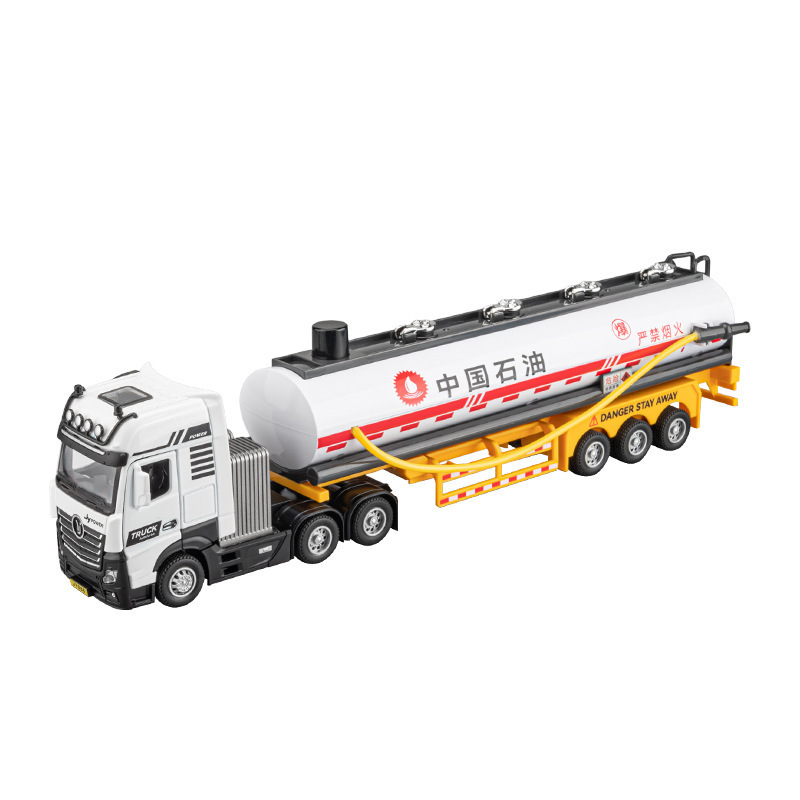 Jiaye modelo de coche de aleación 1:50 remolque Vehículo de ingeniería militar Tire hacia atrás cinturón minería aceite llenado vehículo sonido y luz modelo adornos