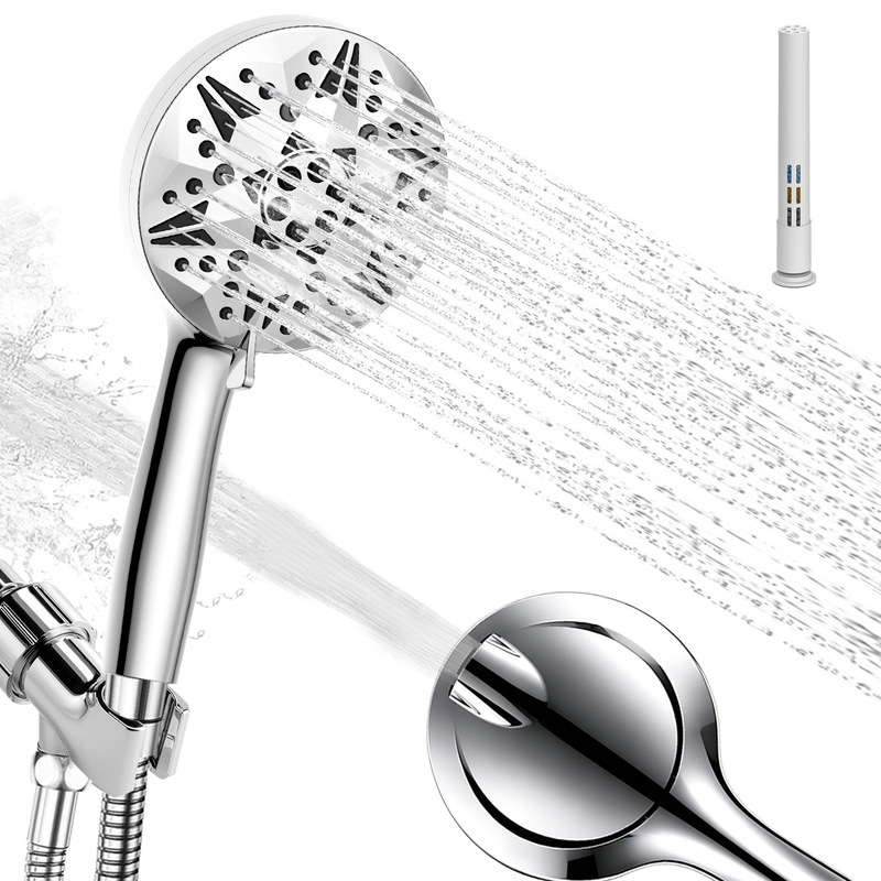 Cross-Border Amazon European and American Showerhead Set with 9-Function Back Spray Nozzle, Handheld Shower Set, Showerhead Factory