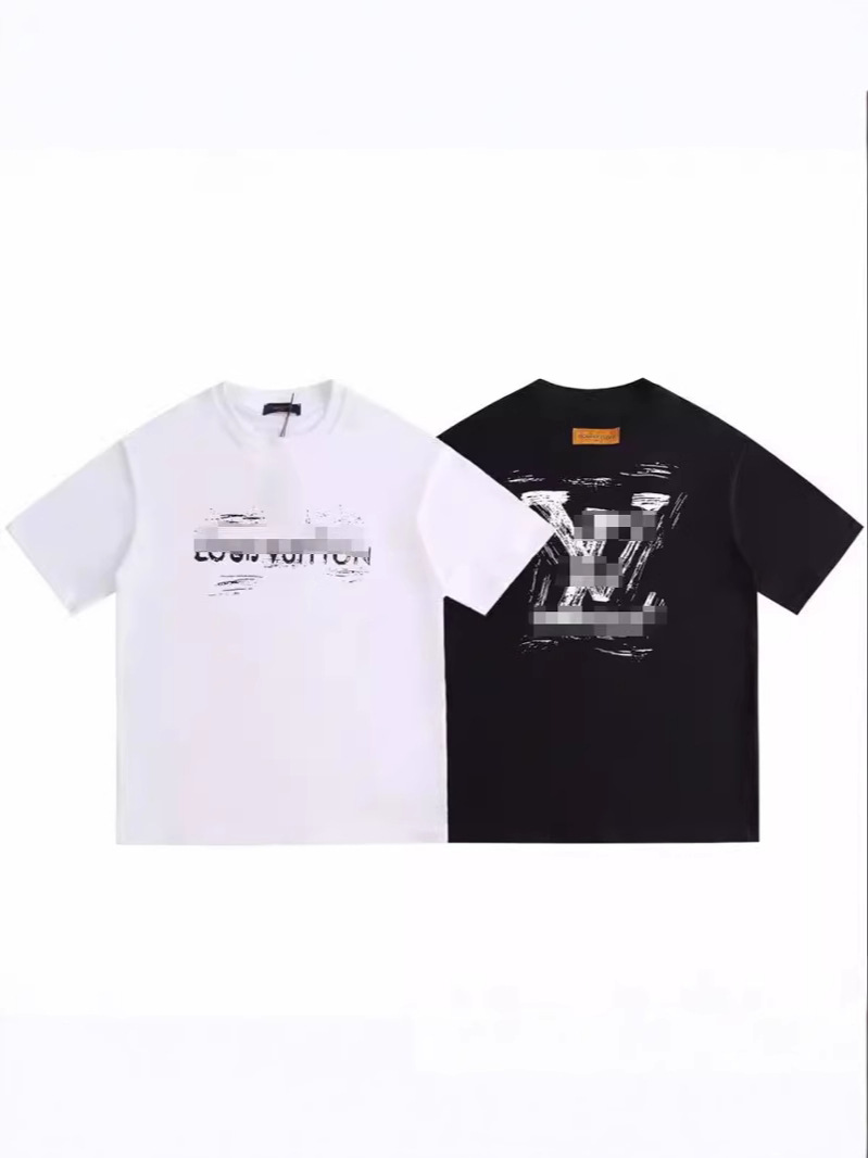 Versión alta del camino transfronterizo verano hombres y mujeres con el mismo estilo simple V estampado 100% algodón casual camiseta de manga corta