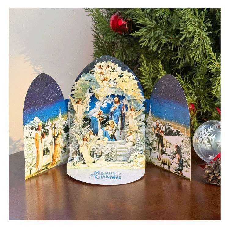 Новые рождественские поздравительные открытки складные украшения благословения благодарения открытки рождественские сообщения поздравительные открытки стерео настольные украшения