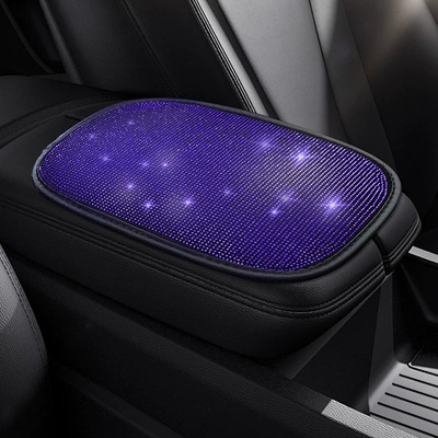 Armrest box Pad Creative Rhinestone Armrest Box - blue