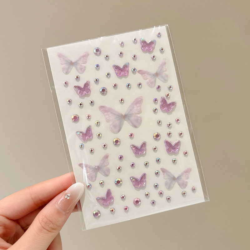 Transfronterizos niños espectáculo estereoscópico mariposa cara pegatinas de diamantes maquillaje de ojos brillante pegatinas faciales joyas faciales pegatinas de perforación