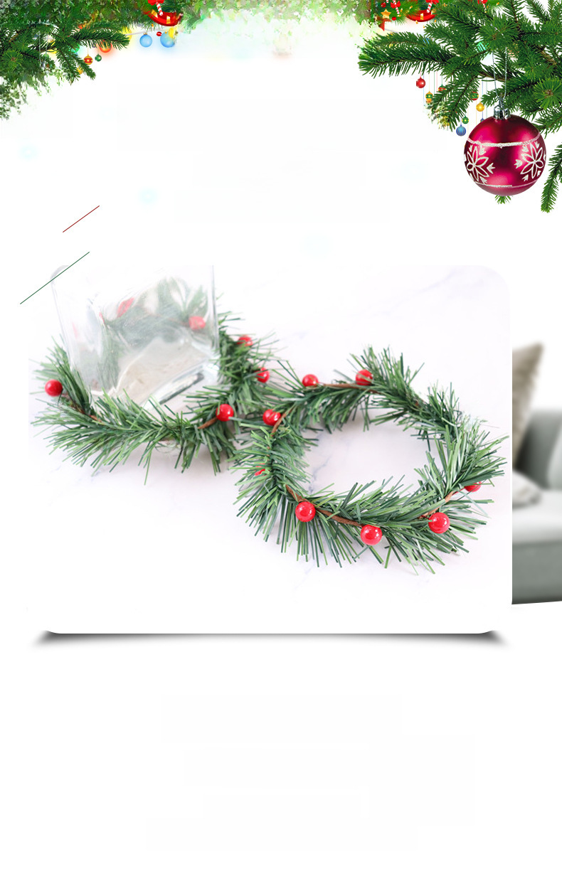 Christmas wreath simulation candle holder red berry wreath grass strip red berry pine needle home decoration price promotion_voghion.com