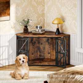 跨境实木家具式狗笼室内中大型犬狗窝美式可做茶几装饰宠物狗笼
