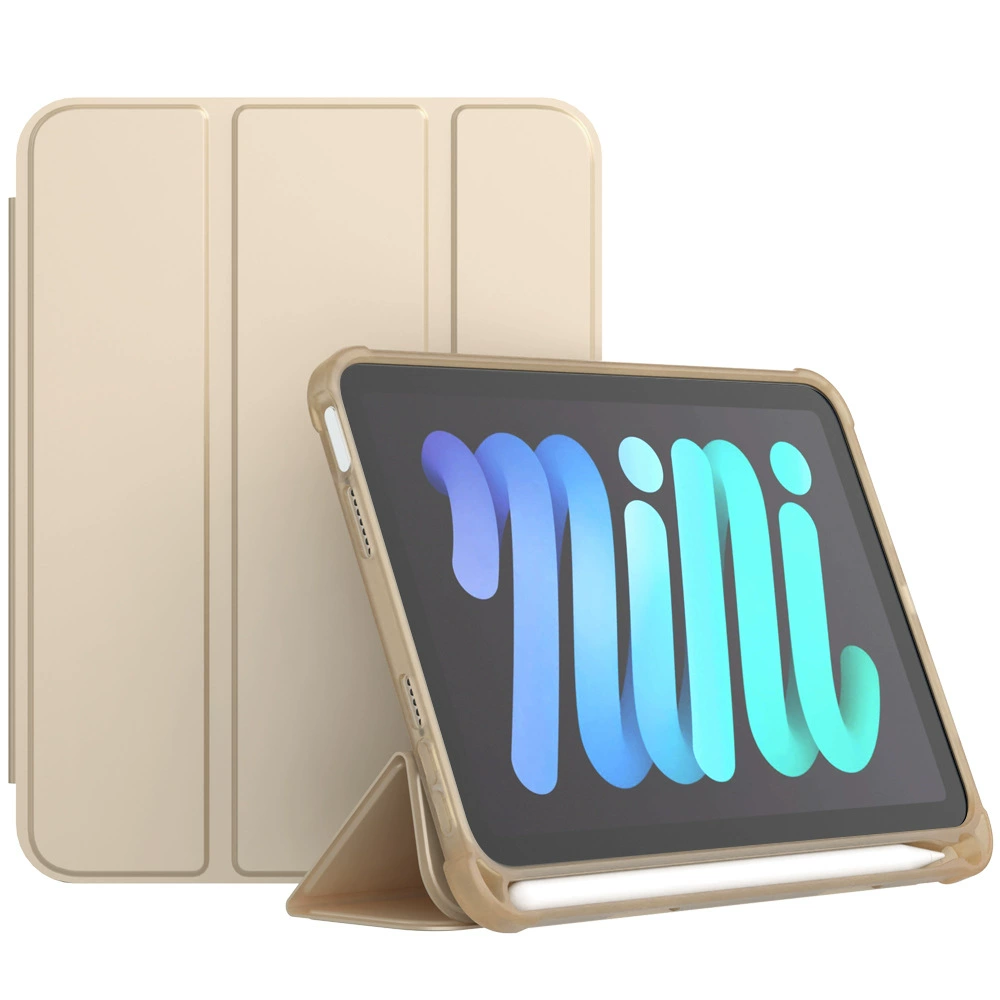 Защитный чехол (iPad) для iPad mini 6 — PU и силиконовый трёхстворчатый подставка, слот для ручки, соты против падения