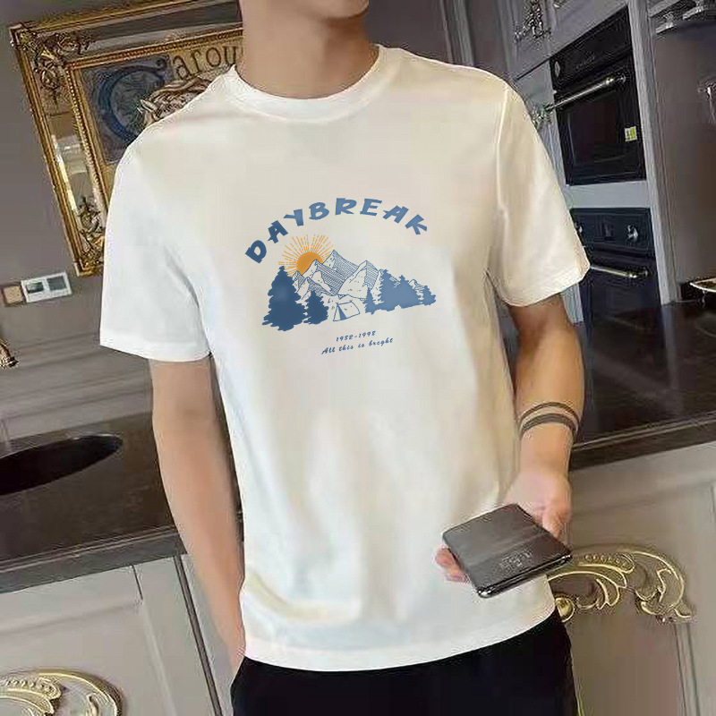 El Comercio exterior transfronterizo nueva camiseta casual de los hombres cuello redondo de manga corta Camiseta de los hombres Slim impreso deportes camisa de fondo