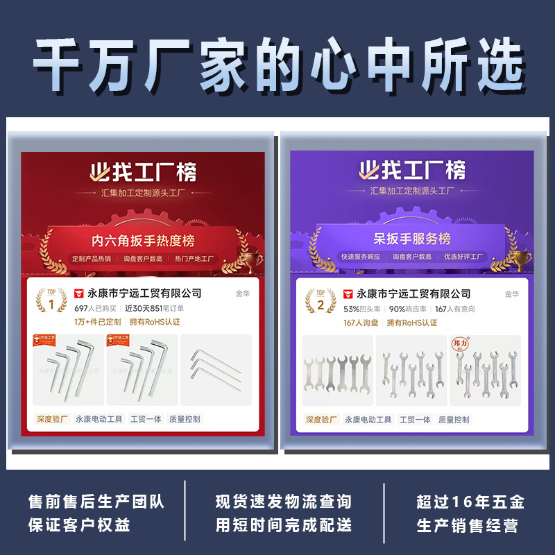 Procesamiento de fabricantes personalizados Llave hexagonal de cabeza plana en forma de L