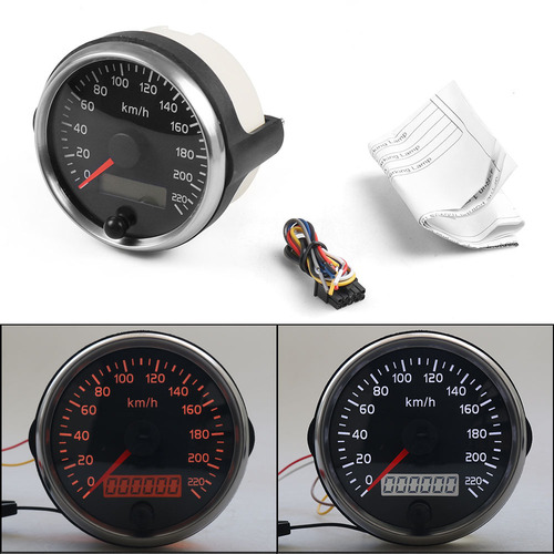Car Modification 85MM Speedometer Odometer Dual-in-One LCD Instrument Car Speedometer 220km/h