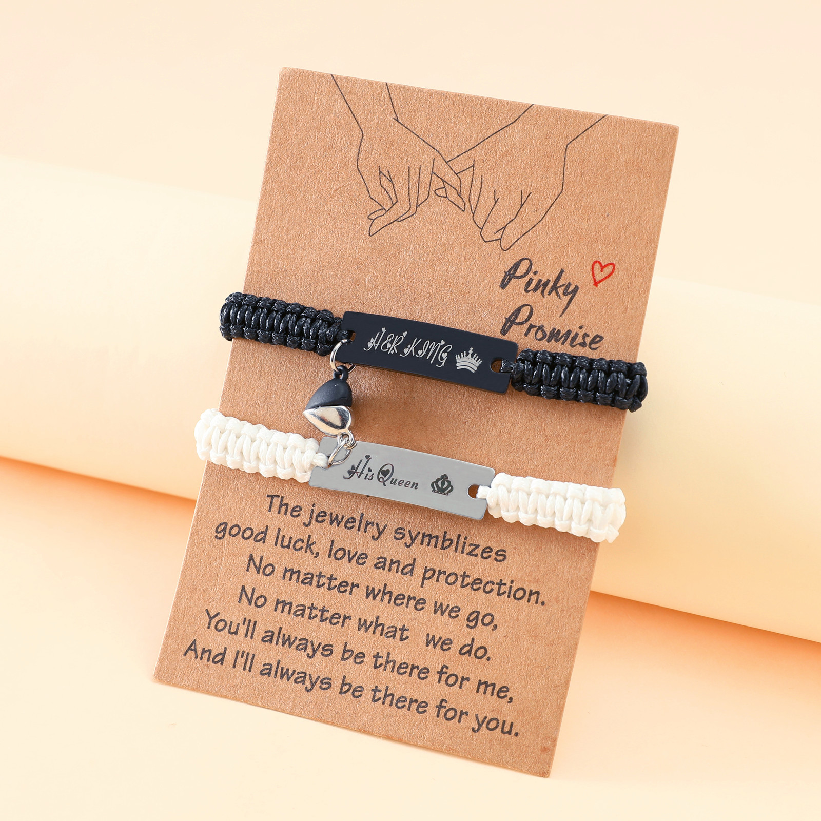 40g Weight Bracelets Classification 1 Pair Fashion Letter Heart Shape Rectangle Stainless Steel Rope Knitting Bracelets