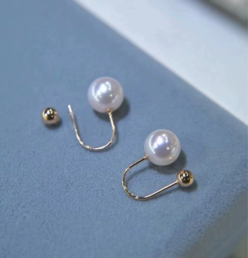 Аксессуары из жемчага, серьги, круглые бусины, S925, 7–9 мм