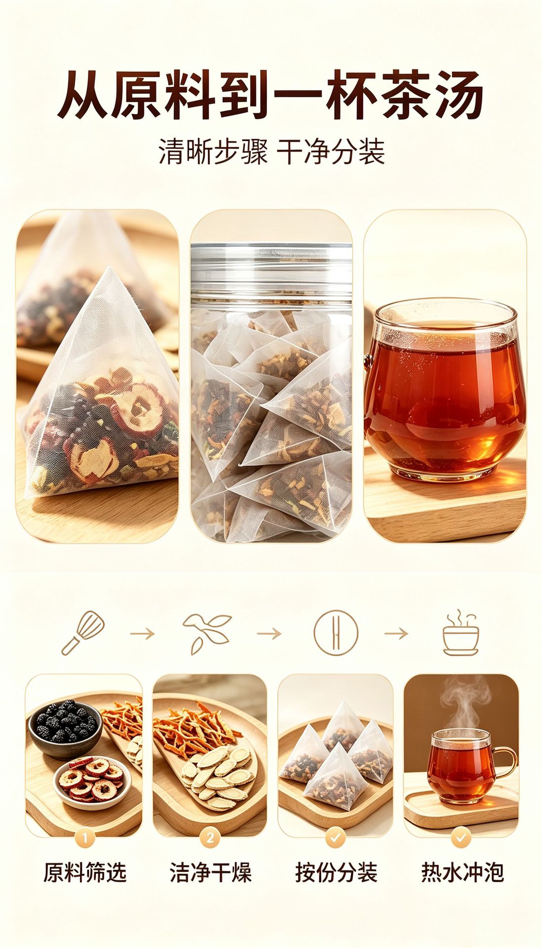 Mulberry Hawthorn Astragalus Herbal Tea Individually Wrapped Sachets 120g quality and texture
