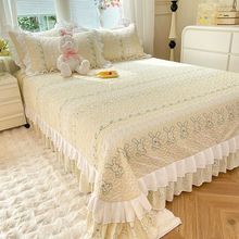 四季夹棉床盖韩版公主风床罩新款双面保护套加厚高档床单双层花边