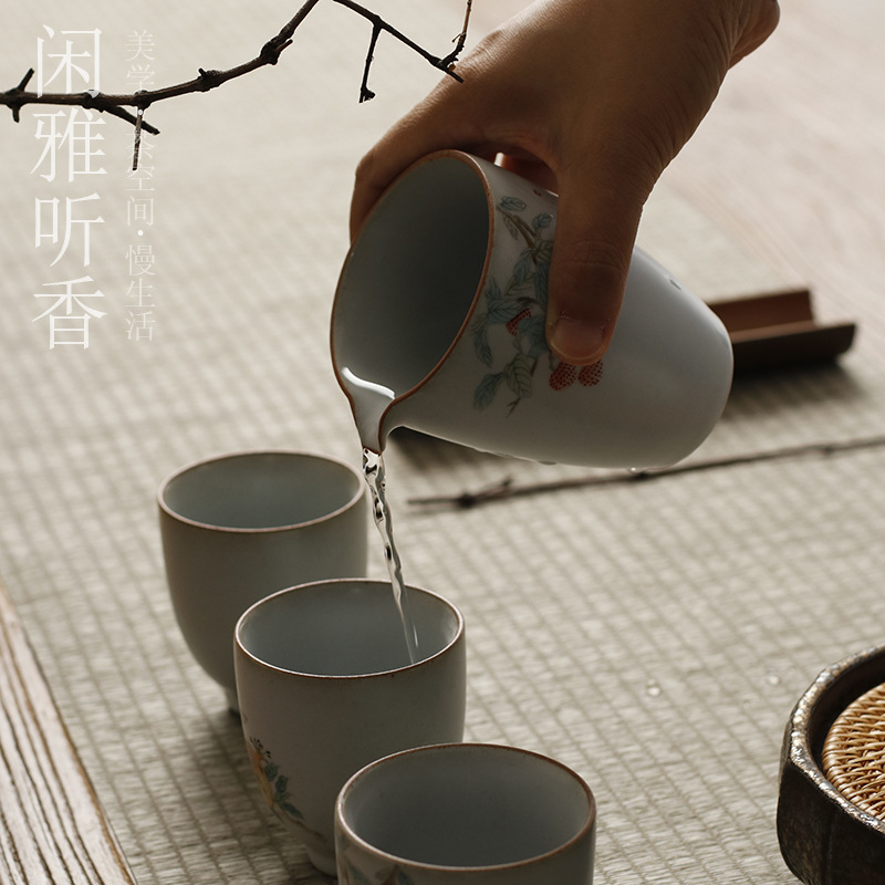 Antiguo Luna Blanco Ru horno vintage caqui cerámica Kung Fu japonés juego de té Té nutritivo mar uniforme taza Gongdao taza cubierta tazón Luna