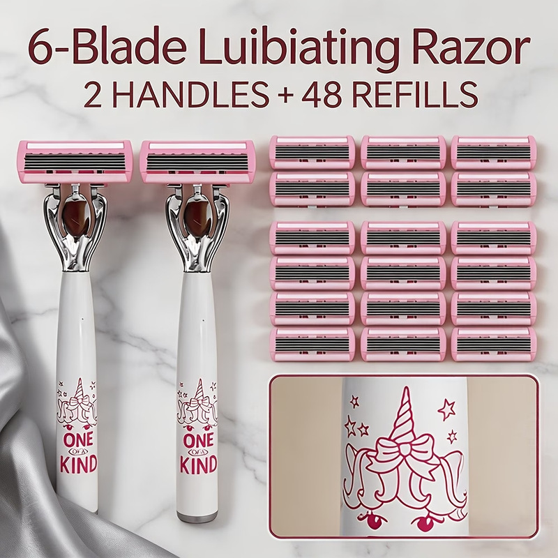 Women's Intimate Shaving Razor 2+48 Pack, Special Anti-Scratch Underarm Hair Removal Razor, Cross-Border Wholesale